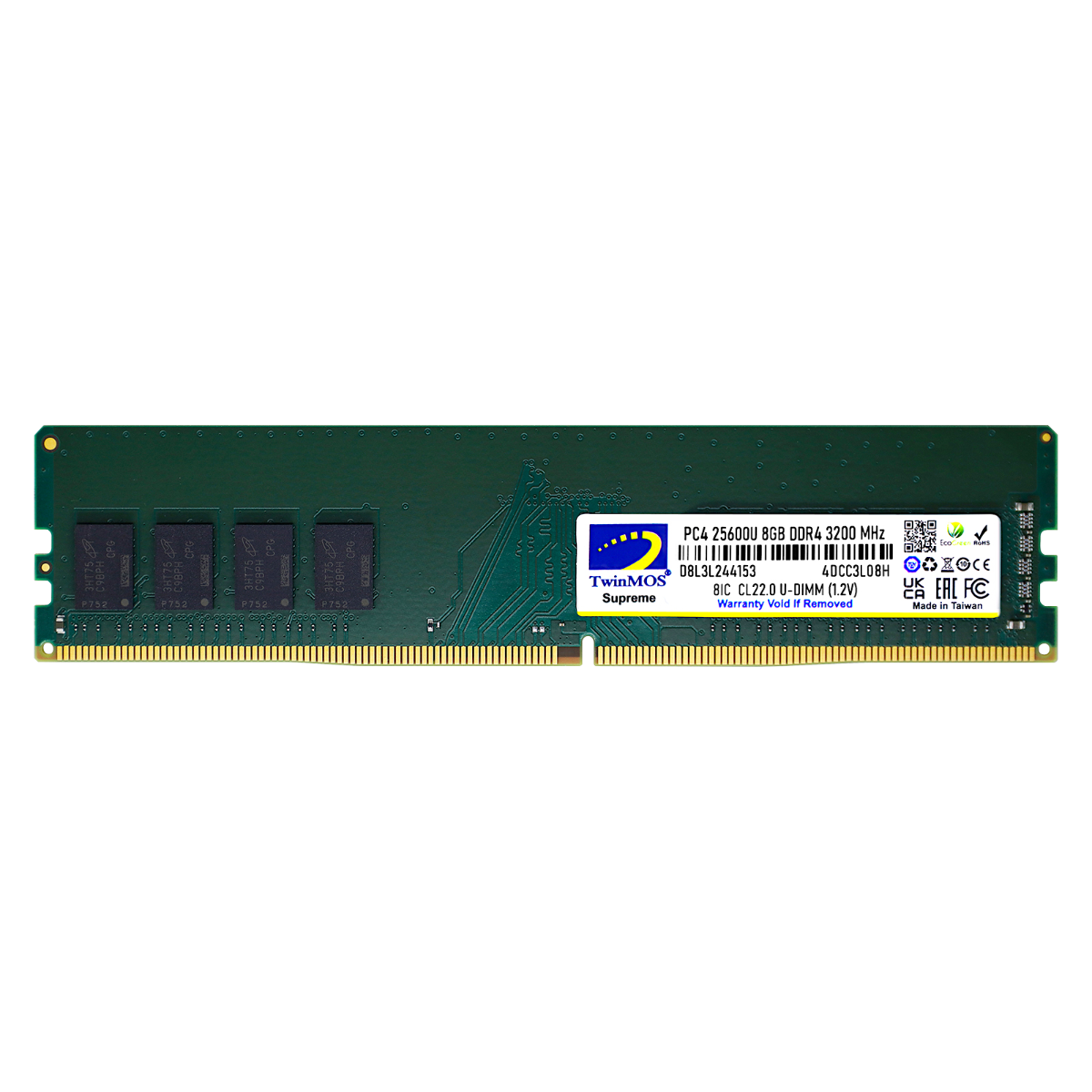 8 GB DDR4 3200MHz TWINMOS CL22 1.2V (MDD48GB3200D)