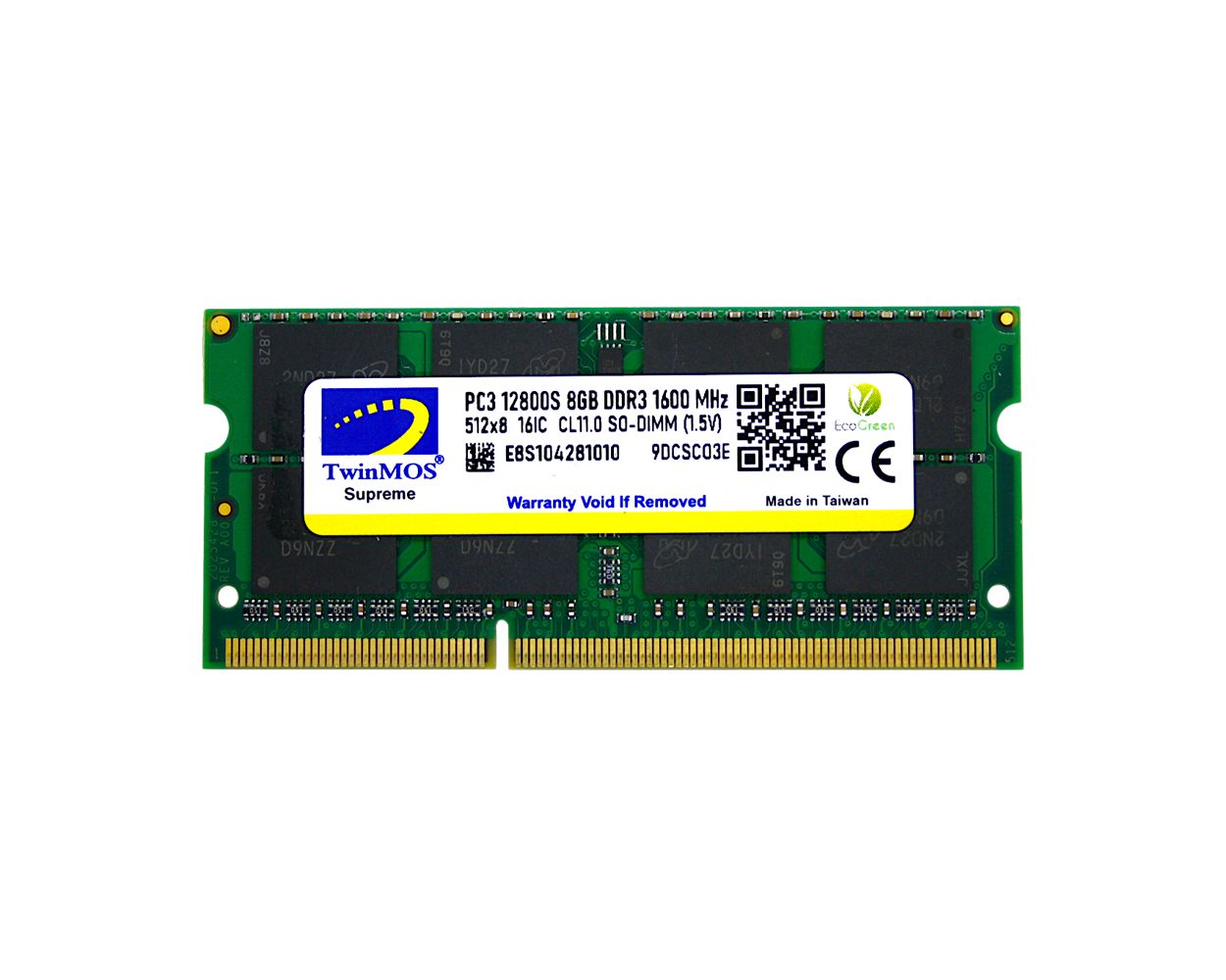 8 GB DDR3 1600MHz TWINMOS CL11 1.5V SODIMM (MDD38GB1600N)