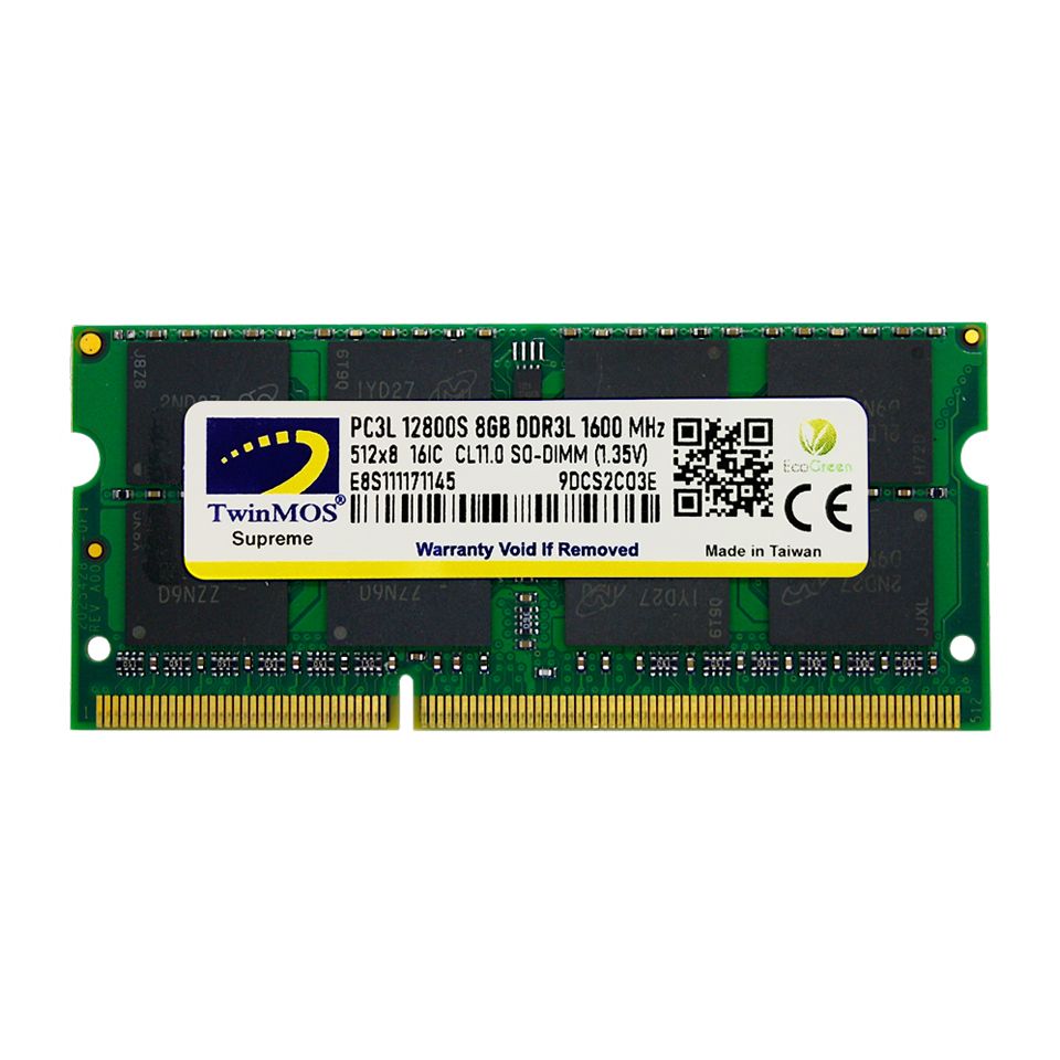 8 GB DDR3 1600MHz TWINMOS CL11 1.35V LOW VOLT. SODIMM (MDD3L8GB1600N)