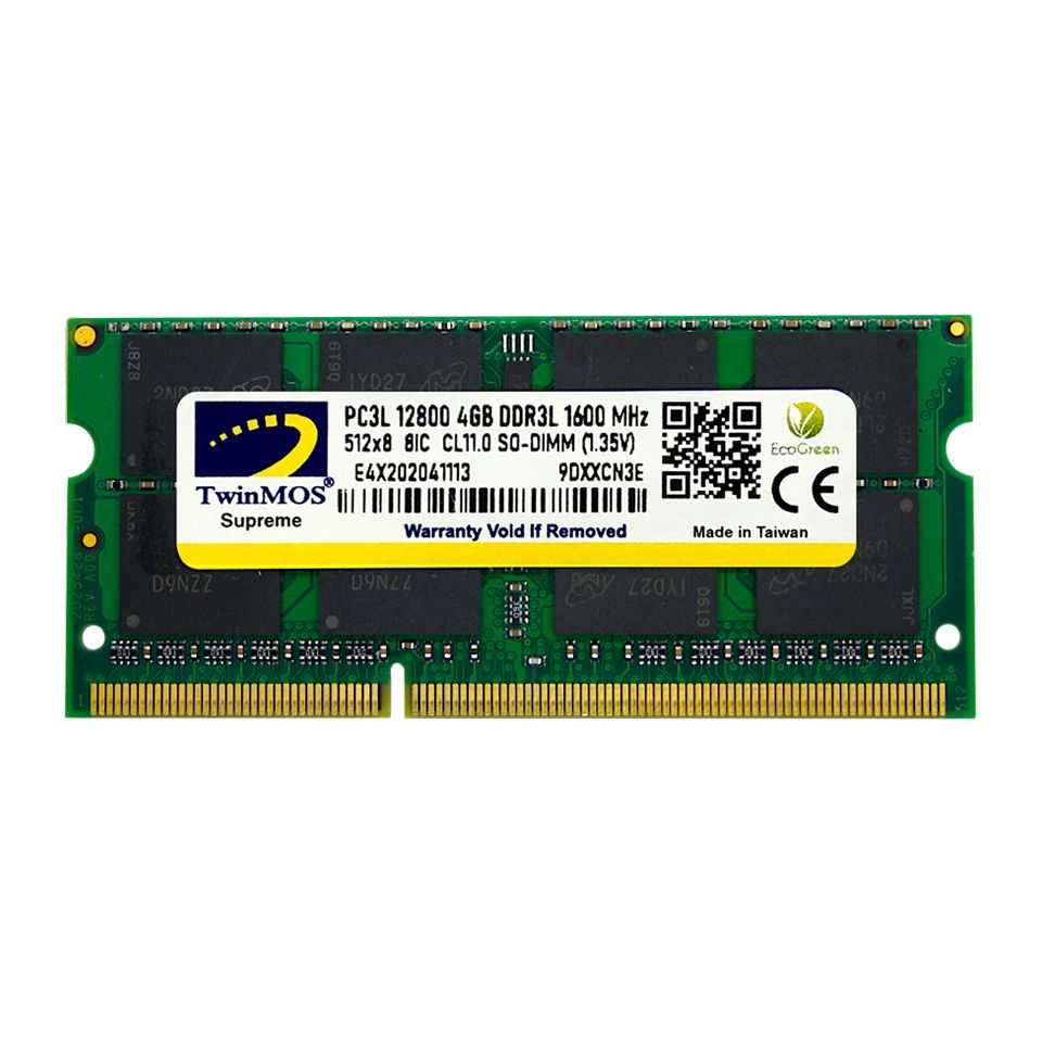 4 GB DDR3 1600MHz TWINMOS CL11 1.35V LOW VOLT. SODIMM (MDD3L4GB1600N)