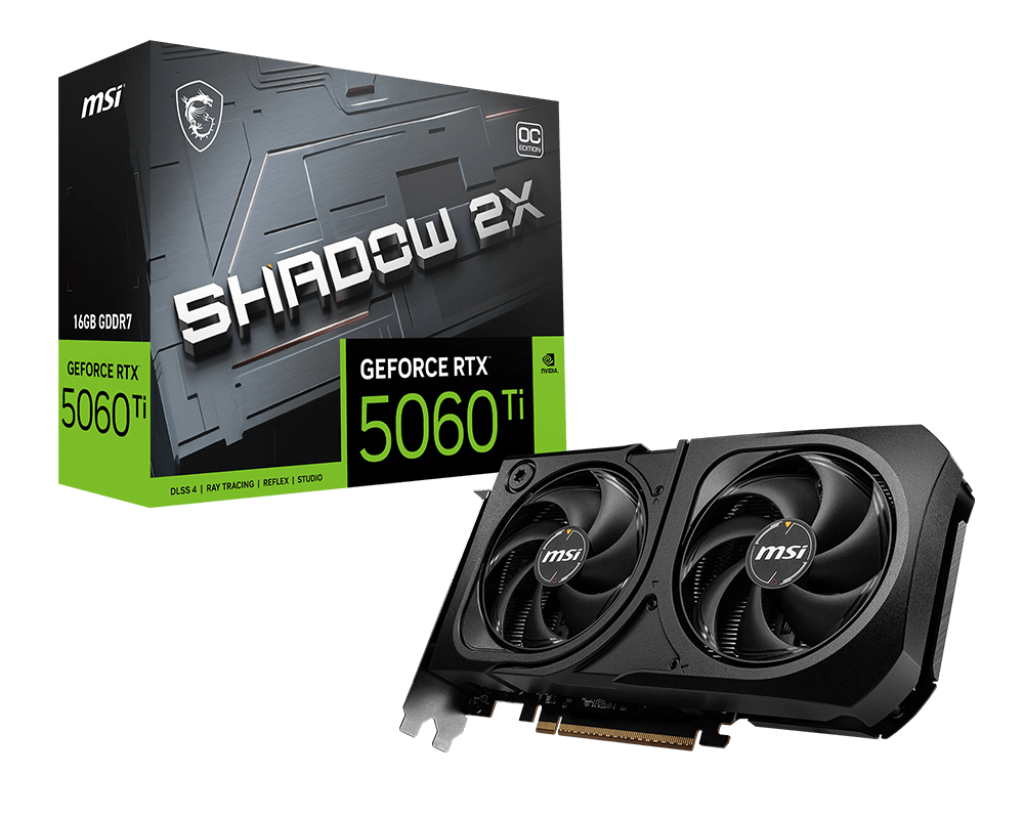 MSI RTX5060-TI 16GB GDDR7 128BIT 3xDP/HDMI (GEFORCE RTX 5060 TI 16G SHADOW 2X OC PLUS)