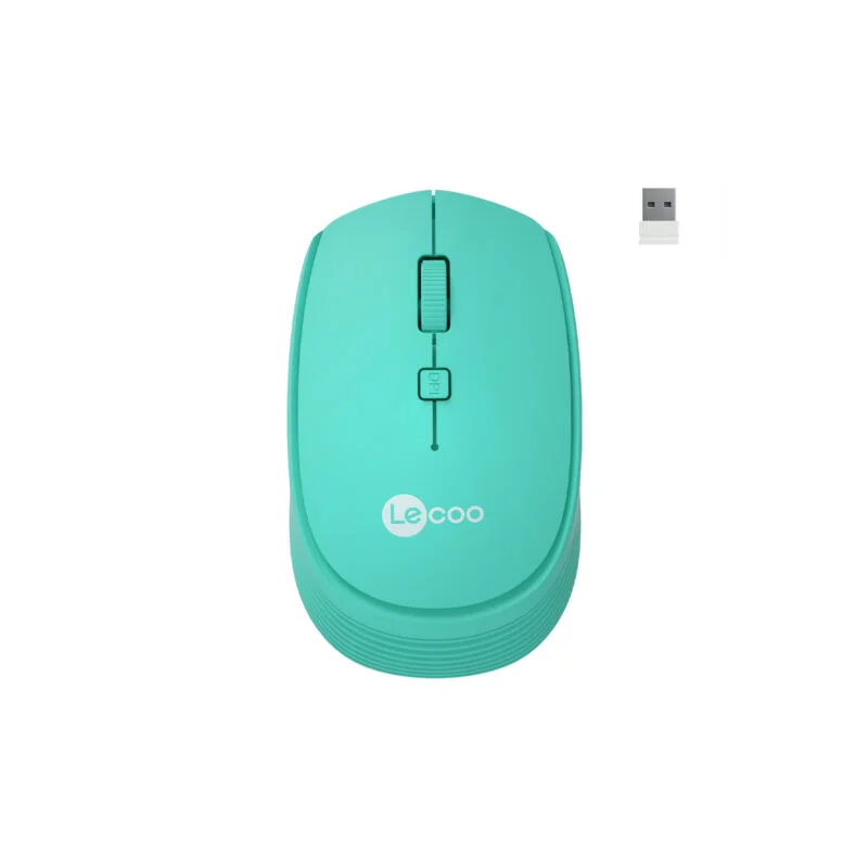 Lecoo WS202 Kablosuz 4 Tuşlu 3 Milyon Tıklama Ömrü Sessiz Tasarım Optik Mouse Turkuaz