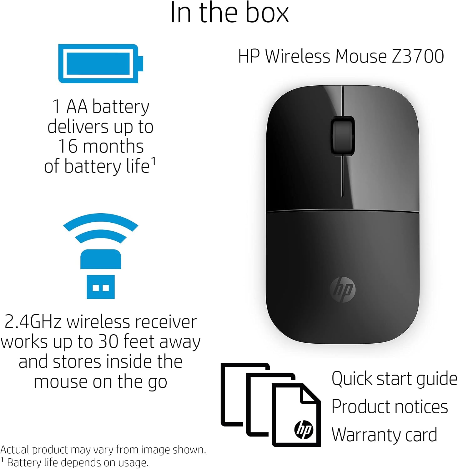 HP Z3700 Wireless Optik Kablosuz Mouse Siyah