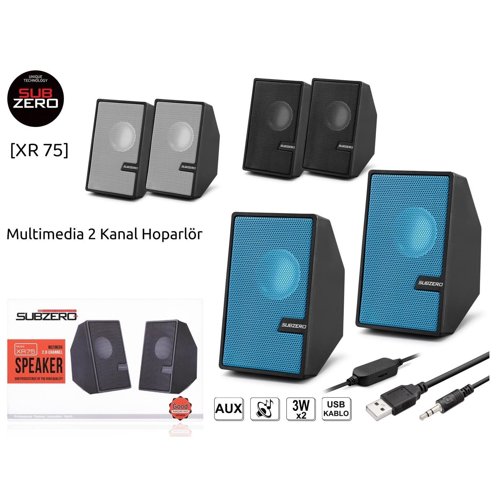Subzero XR75 3W X 2 Multimedia Usb Hoparlör -Siyah
