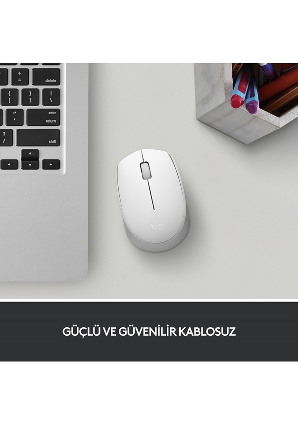 Logitech M171 Kablosuz Mouse 2,4 GHz, 12 Aylık Pil Ömrü, Sağ ve Sol Elle Kullanıma Uygun, Beyaz