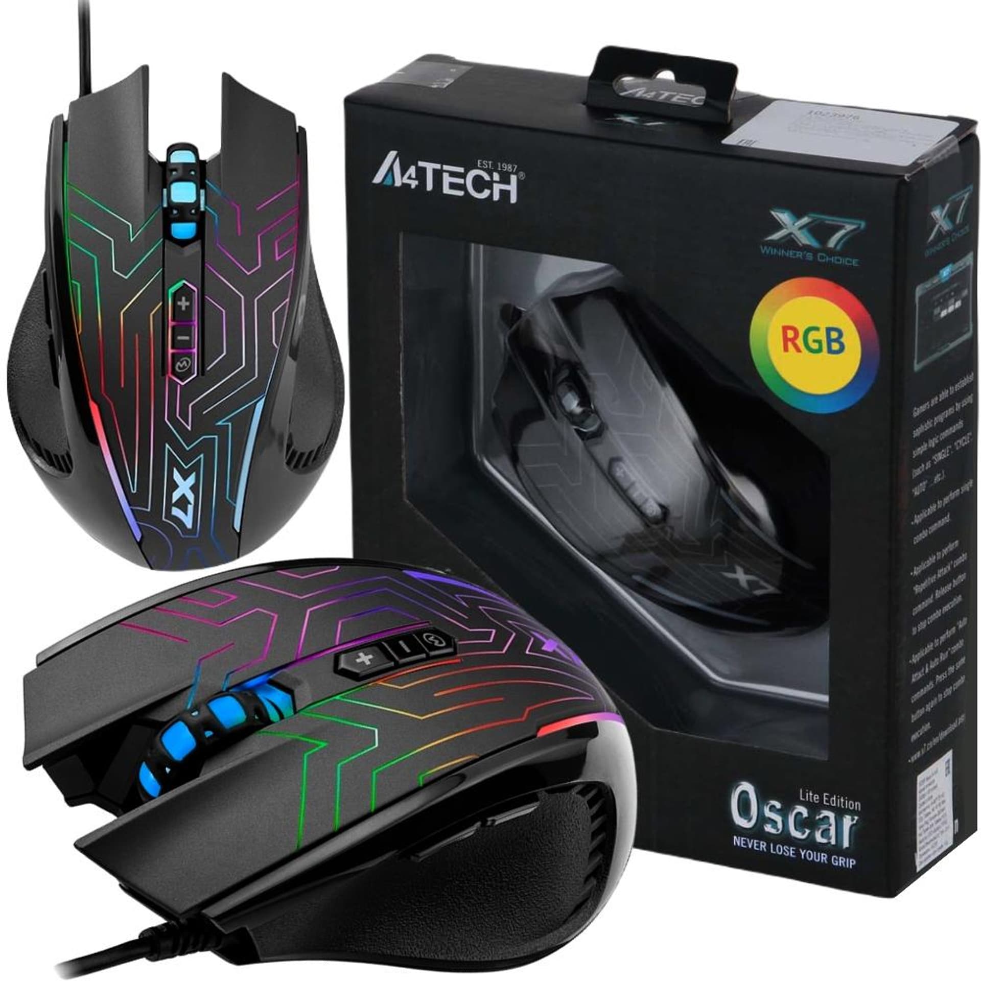 A4 Tech X89 Oscar X7 Neon Maze Gaming 2400dpı RGB Kablolu Mouse 
